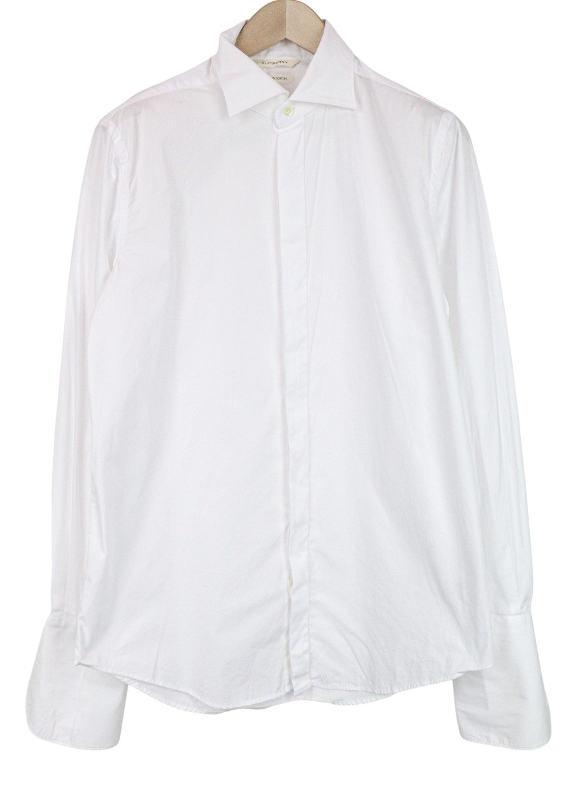 SUITSUPPLY Men's Formal Shirt 41/16 White Slim Egyptian Cotton Classic