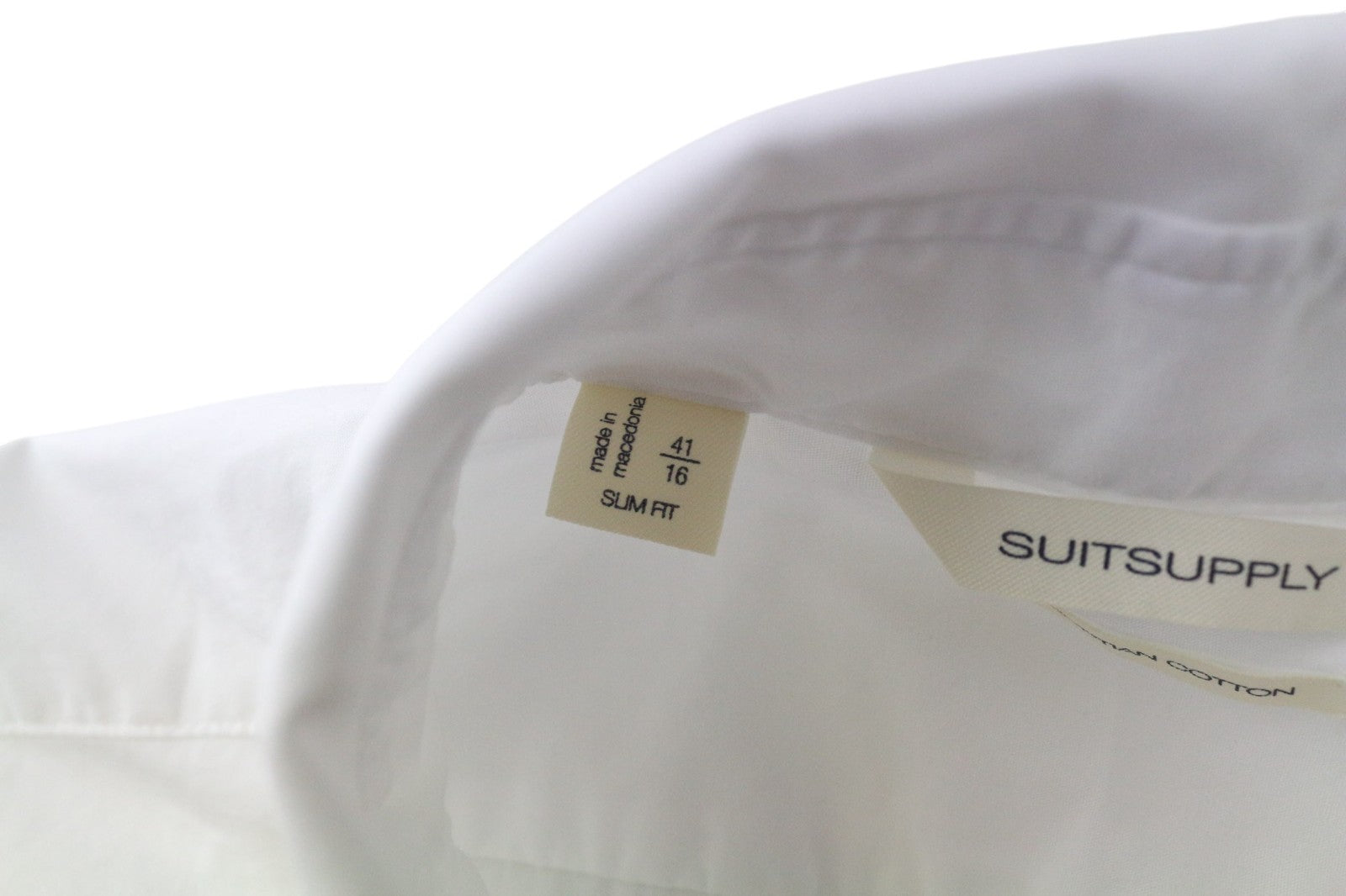 SUITSUPPLY Men's Formal Shirt 41/16 White Slim Egyptian Cotton Classic