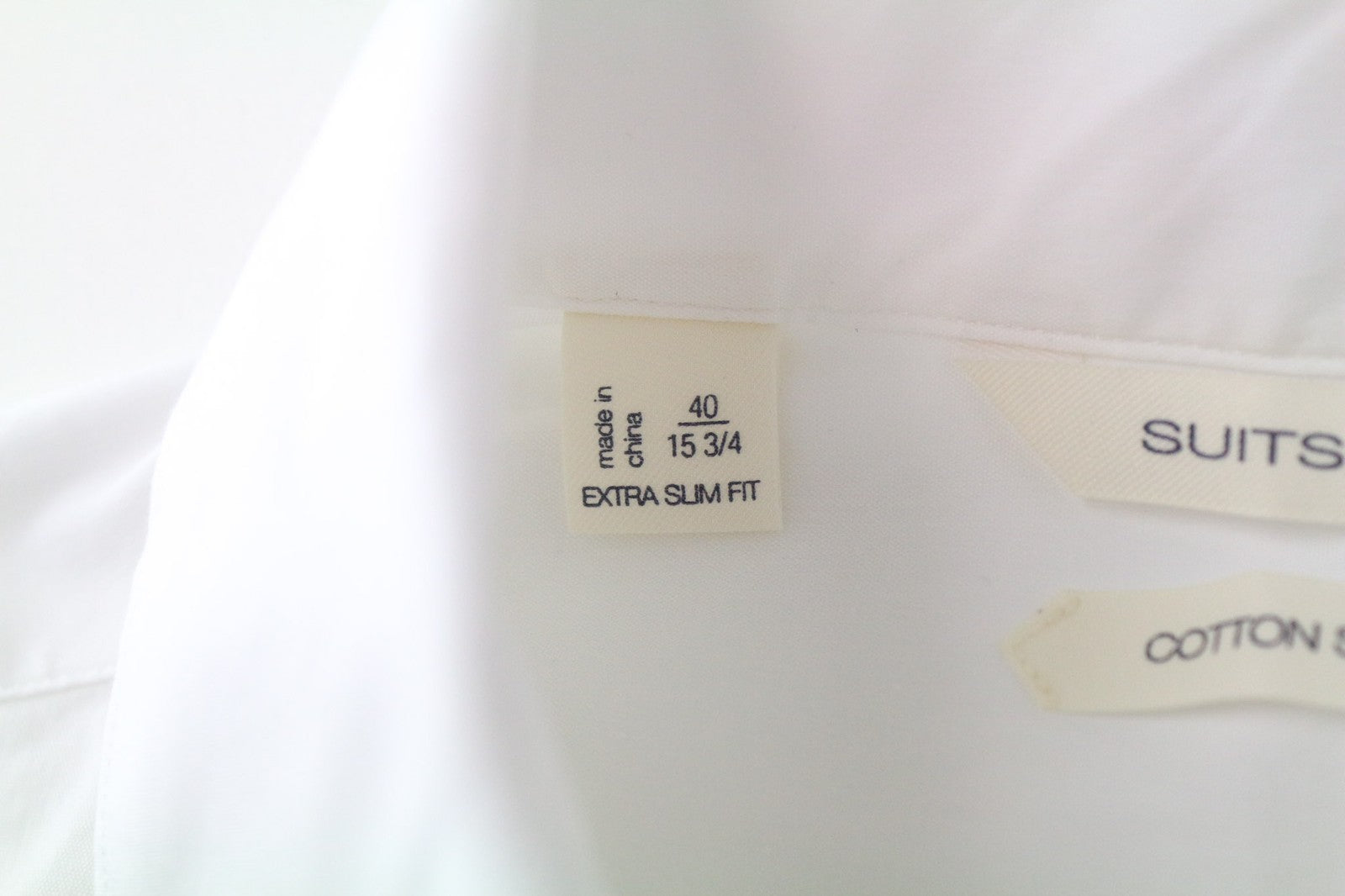 „SUITSUPPLY“ vyriški formalūs marškiniai, 40/15 3/4, balti, tamprūs medvilniniai dryžuoti marškiniai 