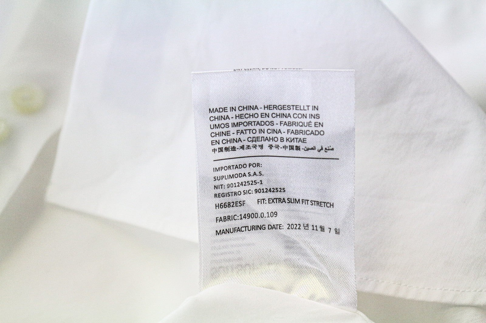 „SUITSUPPLY“ vyriški formalūs marškiniai, 40/15 3/4, balti, tamprūs medvilniniai dryžuoti marškiniai 