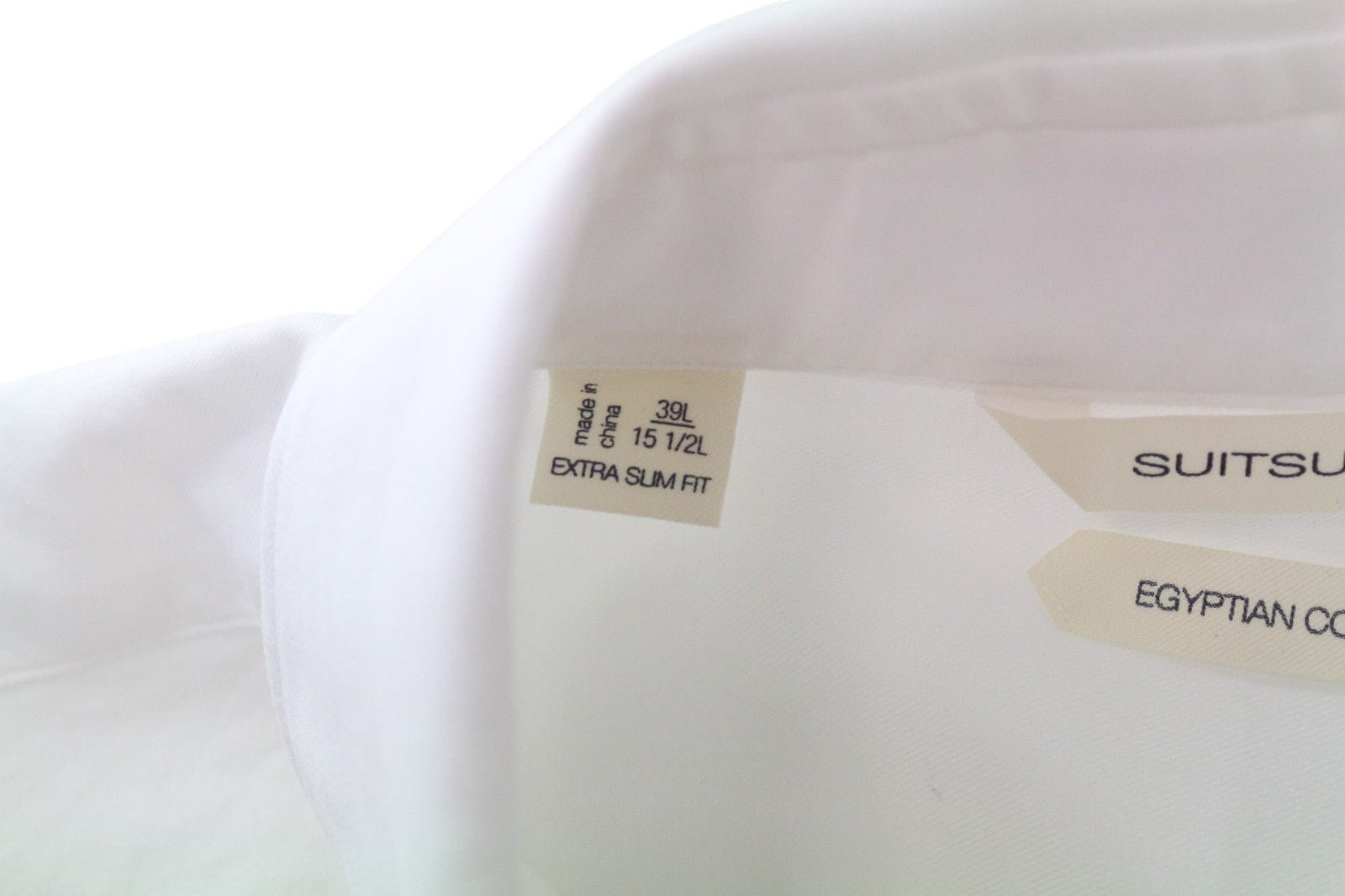 SUITSUPPLY vyriški formalūs marškinėliai, 39L/15 1/2L, balti, ypač ploni, egiptietiškos medvilnės 