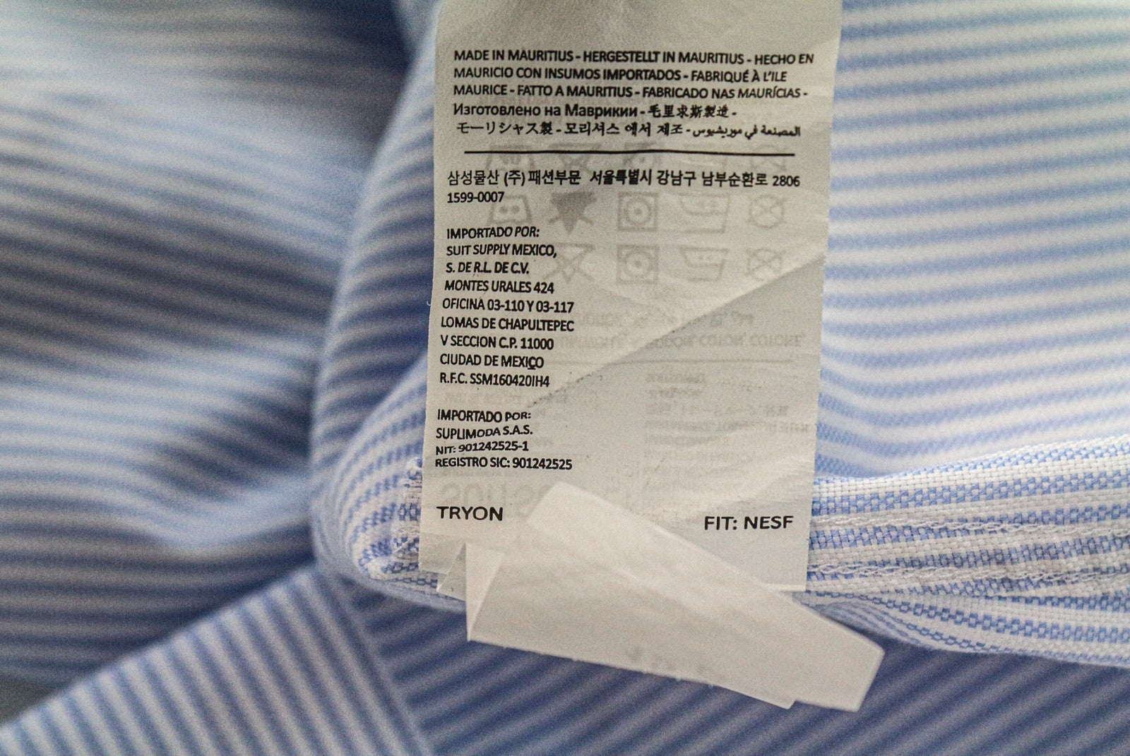 SUITSUPPLY vyriški formalūs marškinėliai, 38L/15L, mėlyni dryžuoti, ypač ploni, grynos medvilnės 