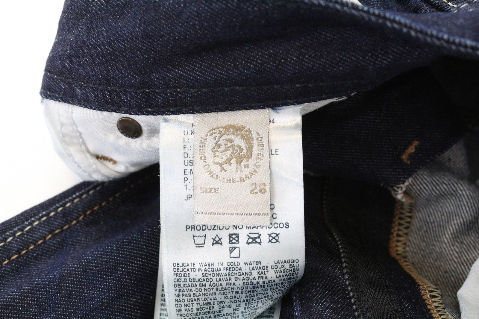 DIESEL Krayver 0823K Men's Slim Carrot Jeans W28/L34 Blue Pure Cotton Denim