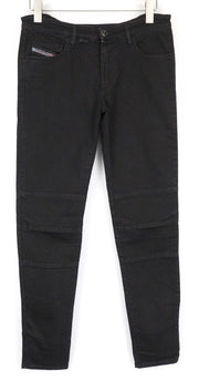 DIESEL De-Cinty 8880R moteriškos juodos aptemptos džinsinės kelnės W30 Biker stiliaus tamprūs džinsai su plyšiais iki kelių 