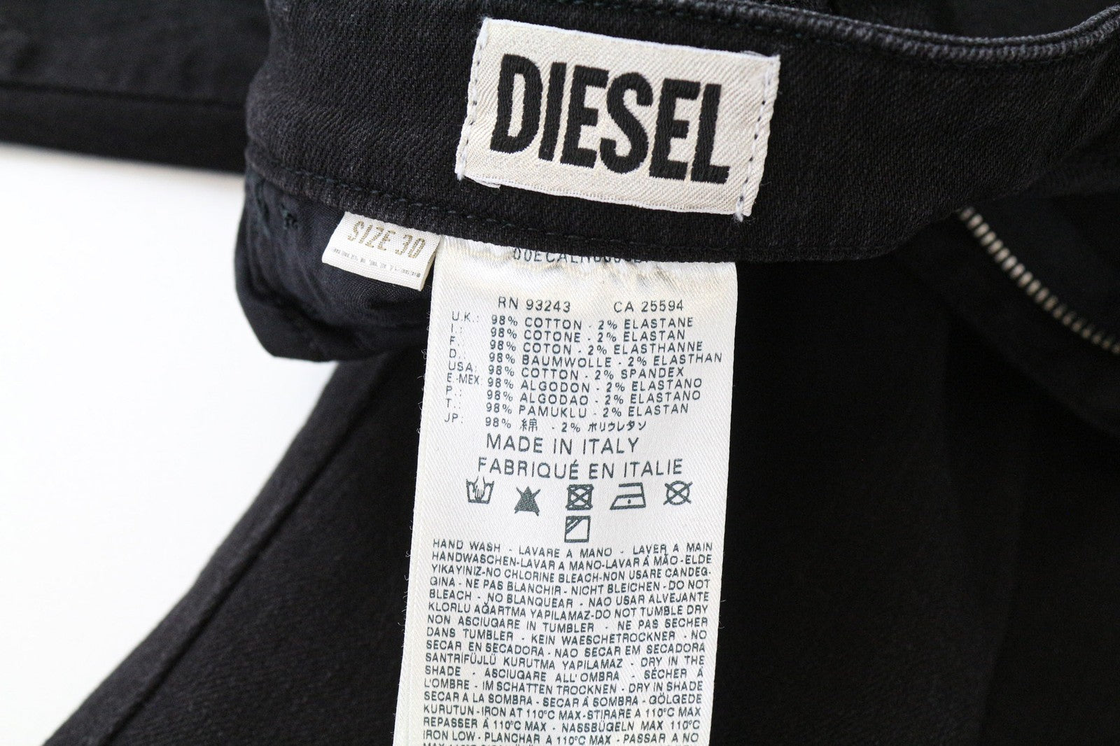 DIESEL De-Cinty 8880R moteriškos juodos aptemptos džinsinės kelnės W30 Biker stiliaus tamprūs džinsai su plyšiais iki kelių 