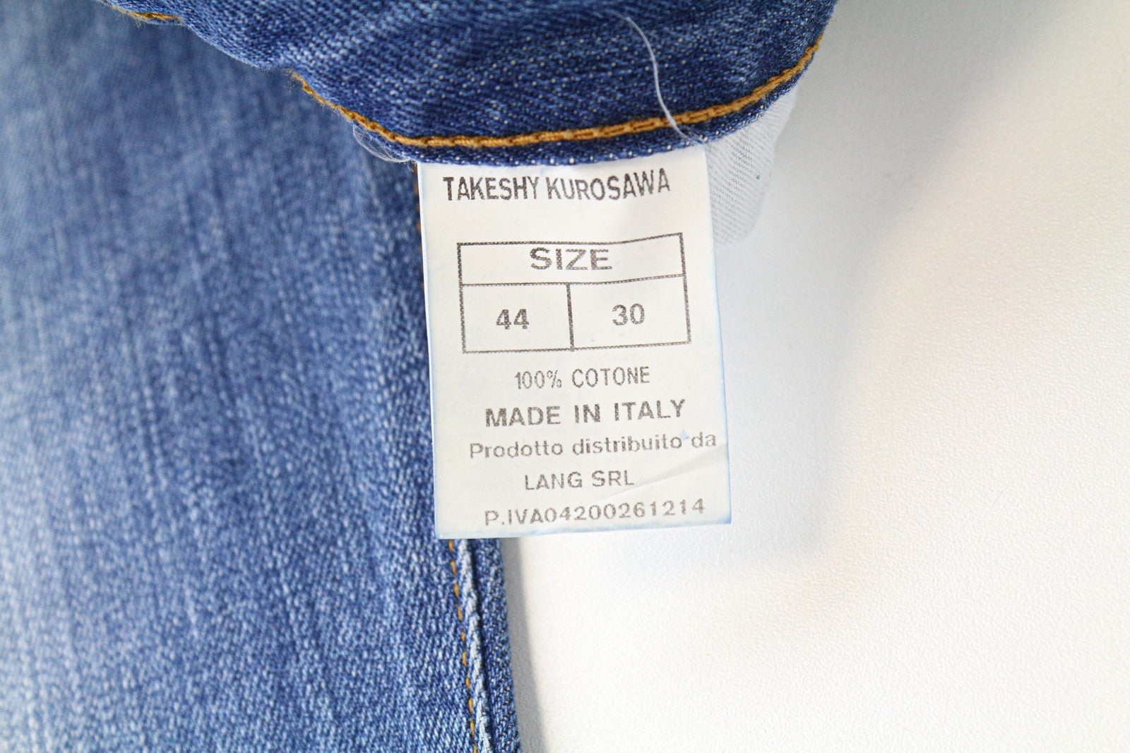 TAKESHY KUROSAWA Men's Slim Jeans W30 Blue Pure Cotton Button Fly Distressed