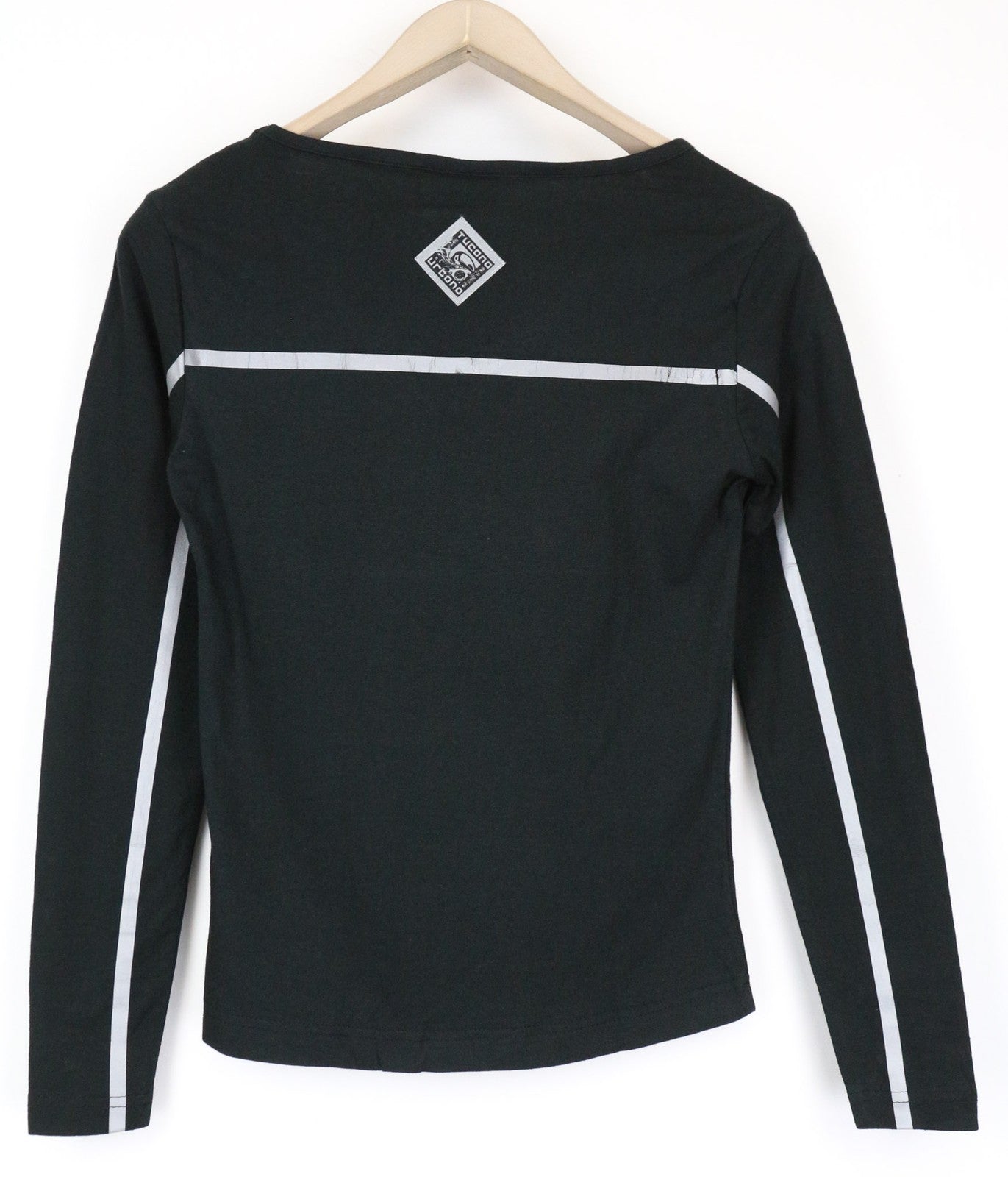 TUCANO URBANO T-TU moteriški XS dydžio juodi ilgomis rankovėmis medvilniniai marškinėliai su V formos iškirpte 