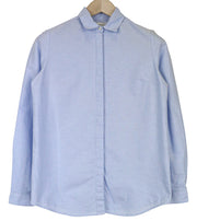 SUISTUDIO moteriški 34R mėlyni grynos medvilnės klasikiniai marškiniai ilgomis rankovėmis su sagomis 