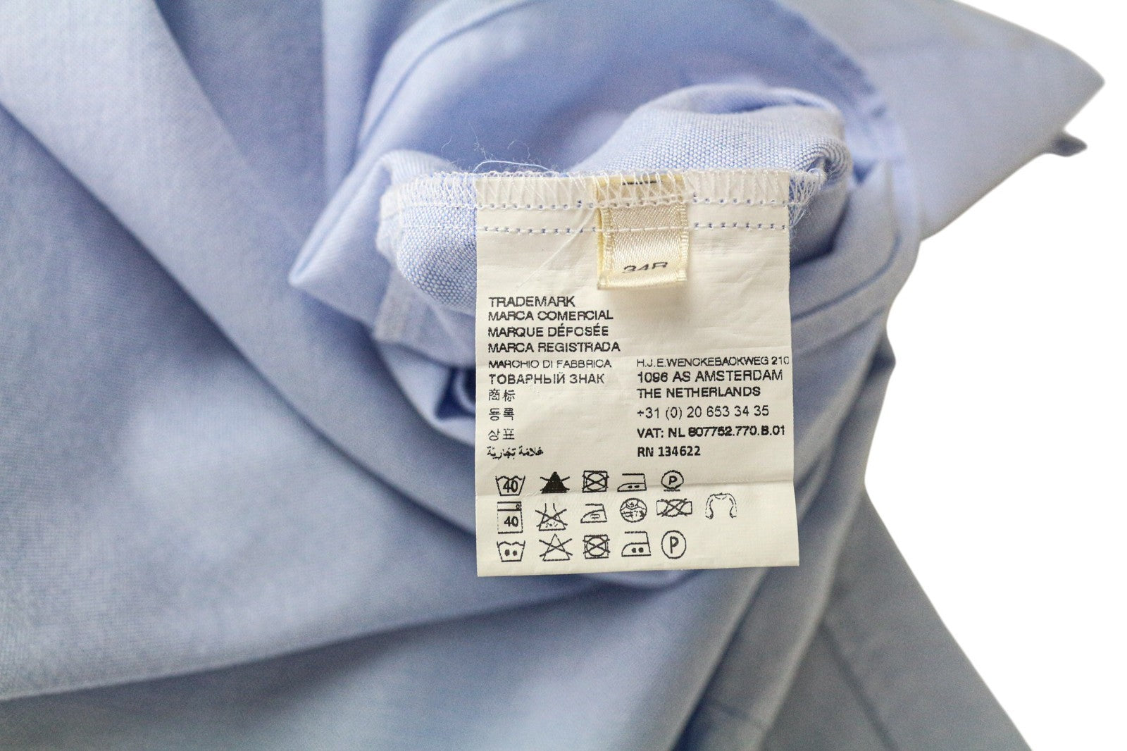 SUISTUDIO moteriški 34R mėlyni grynos medvilnės klasikiniai marškiniai ilgomis rankovėmis su sagomis 