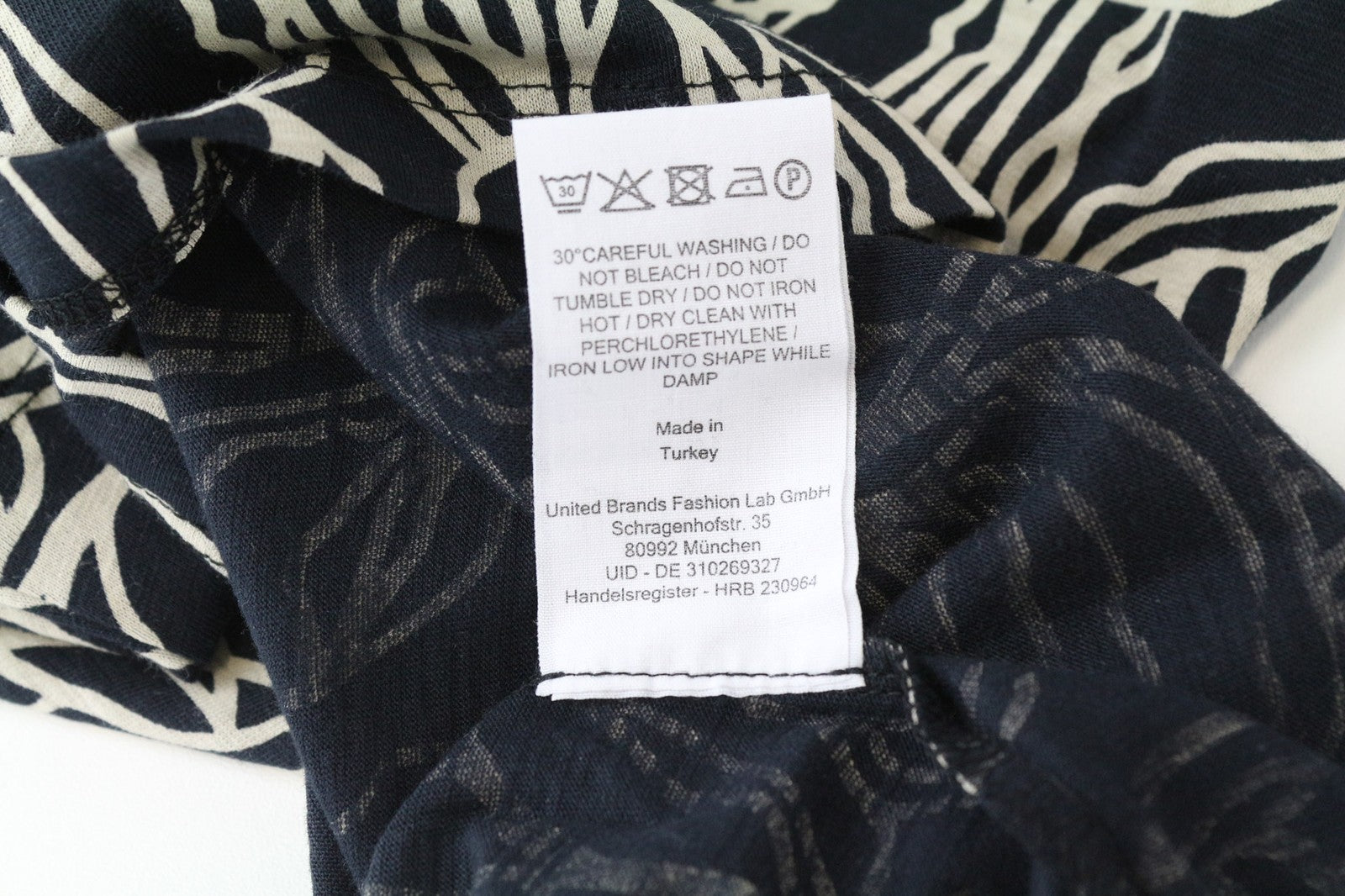 ONE MORE STORY moteriški marškinėliai trumpomis rankovėmis, 34 dydis, tamsiai mėlyni, medvilninio audinio mišinio raštuoti 