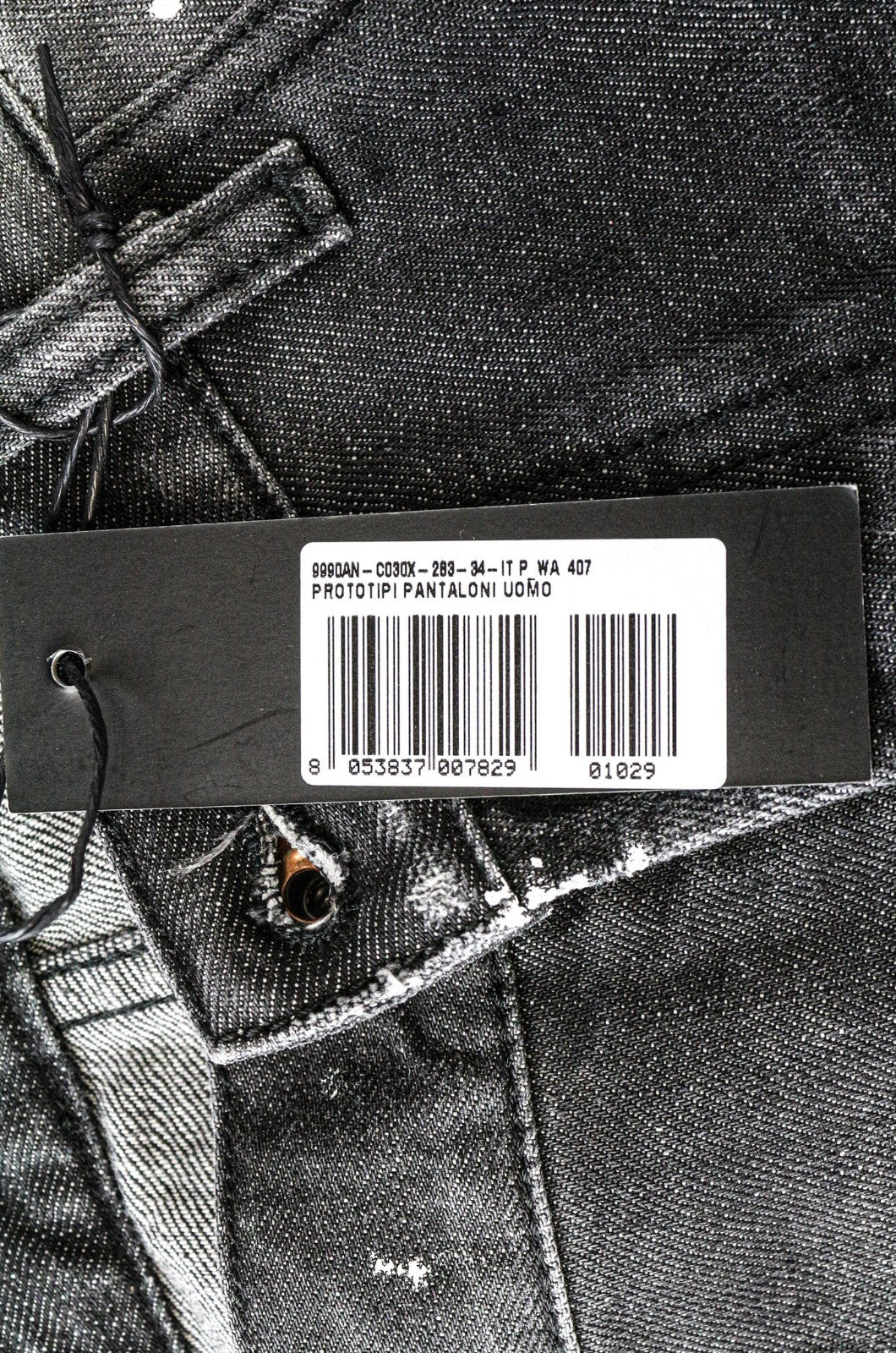 DIESEL Mharky 083AB Men's W34 Slim Skinny Grey Painted Distressed Jeans