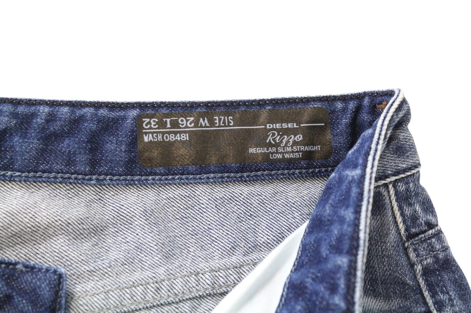 DIESEL Rizzo 0848I moteriški bateliai W26/L32 mėlyni, plėšyti, ploni, tiesūs, grynos medvilnės. 