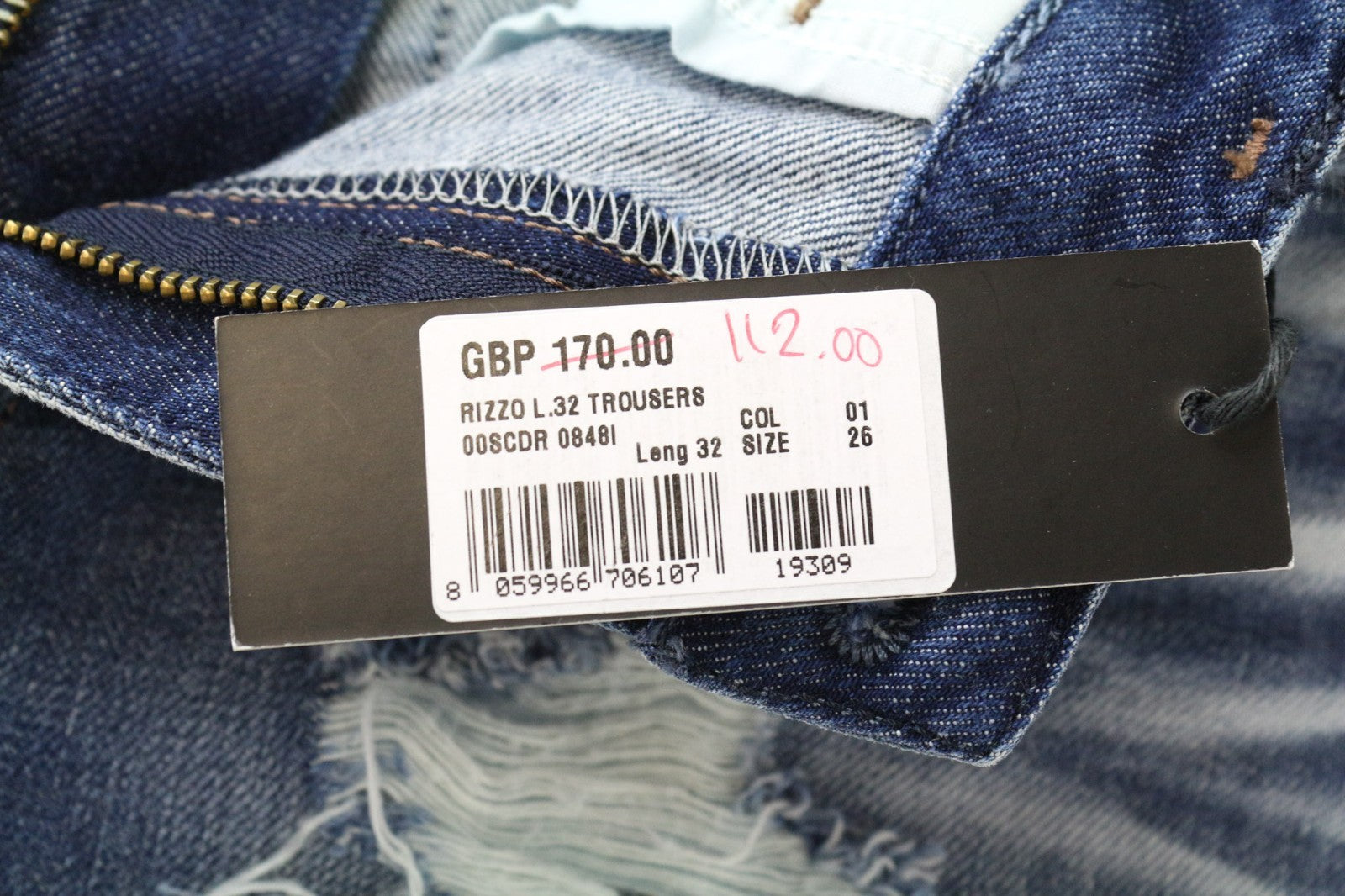 DIESEL Rizzo 0848I moteriški bateliai W26/L32 mėlyni, plėšyti, ploni, tiesūs, grynos medvilnės. 