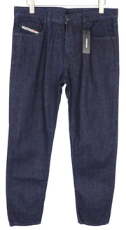 DIESEL Mharky 080AF Men's W34 Slim Skinny Navy Blue Plain 5-Pocket Jeans