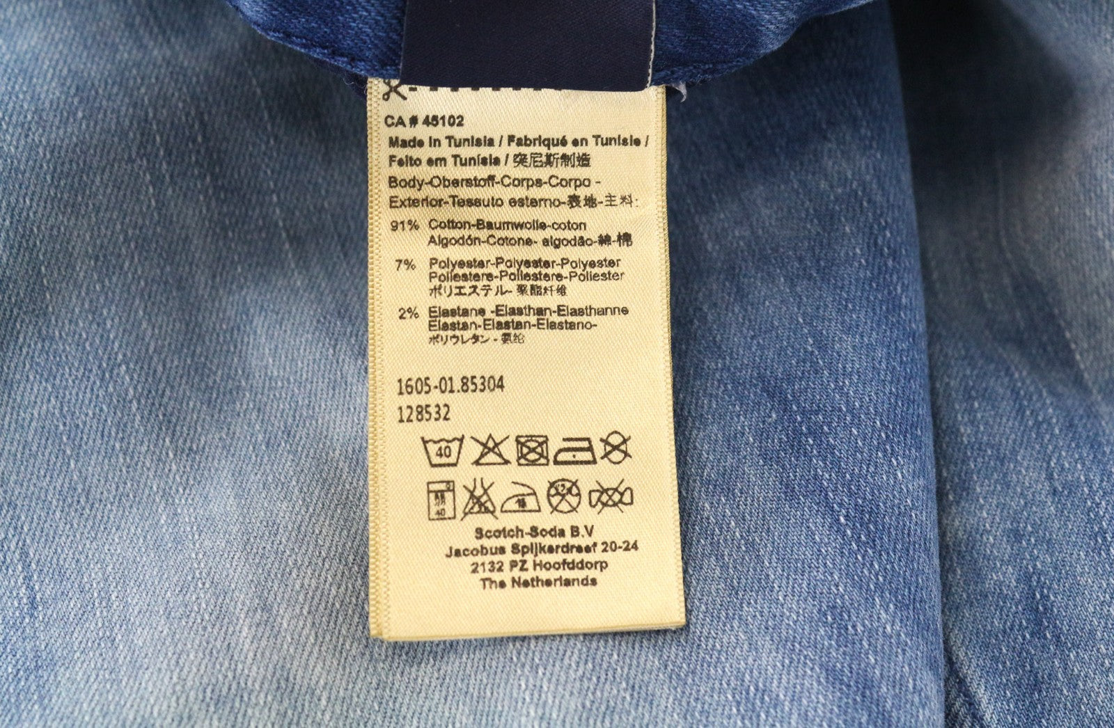 SCOTCH &amp; SODA Skim vyriški W29/L34 aptempti mėlyni medvilniniai tamprūs blukinti džinsai 