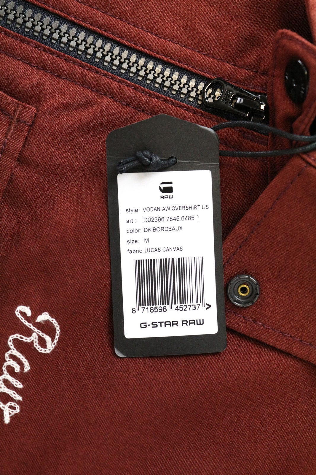 G-STAR RAW vyriška M dydžio ruda medvilninė striukė su apykakle ir vienaeiliu logotipu 