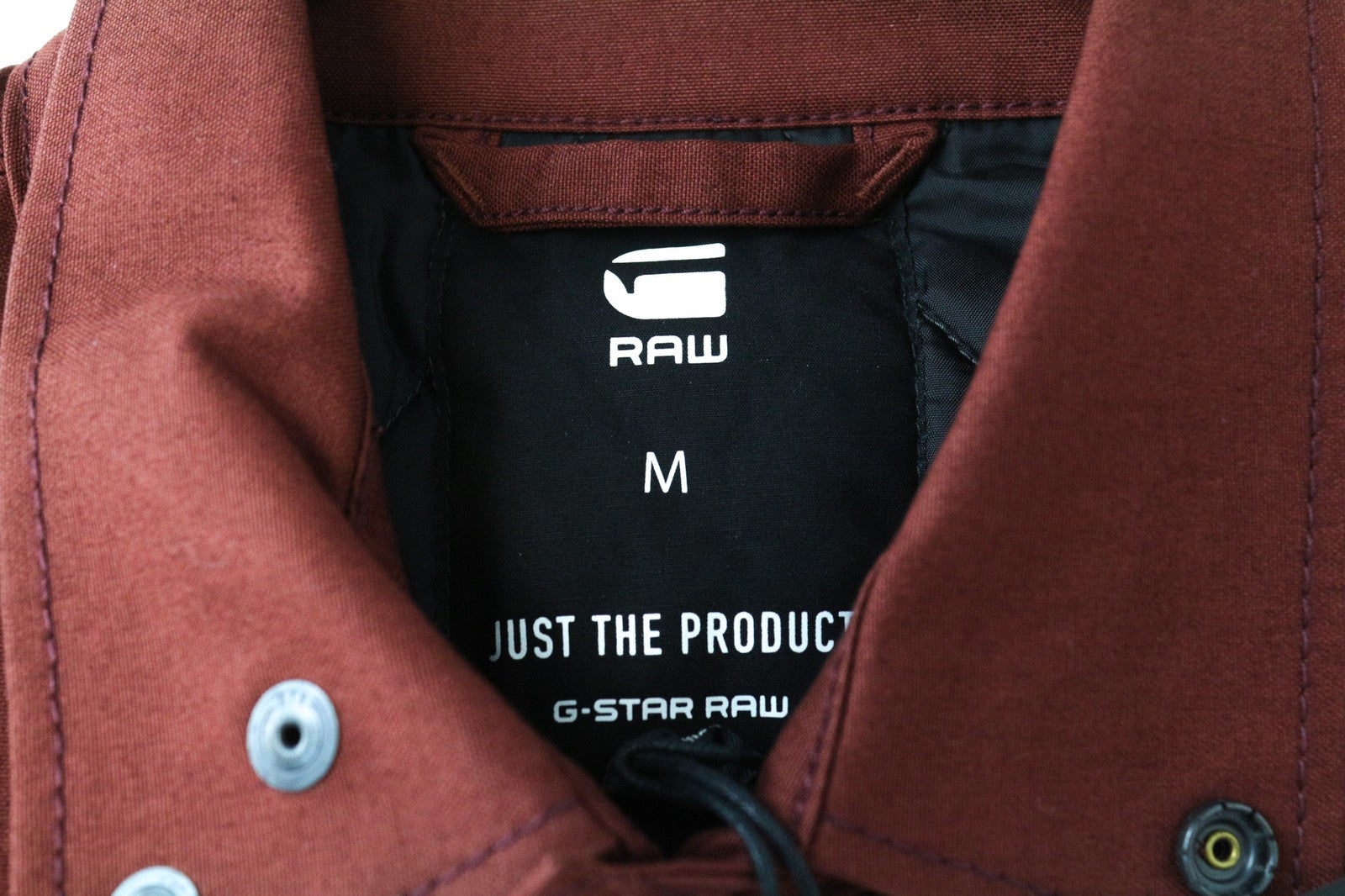 G-STAR RAW vyriška M dydžio ruda medvilninė striukė su apykakle ir vienaeiliu logotipu 