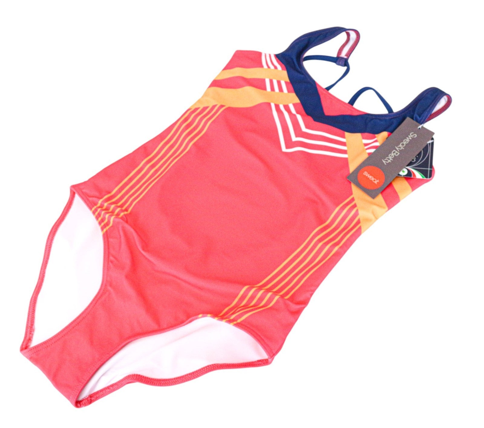 „SWEATY BETTY Medalist“ moteriškas rožinis vientisas maudymosi kostiumėlis su kryželiu nugaroje M dydžio 