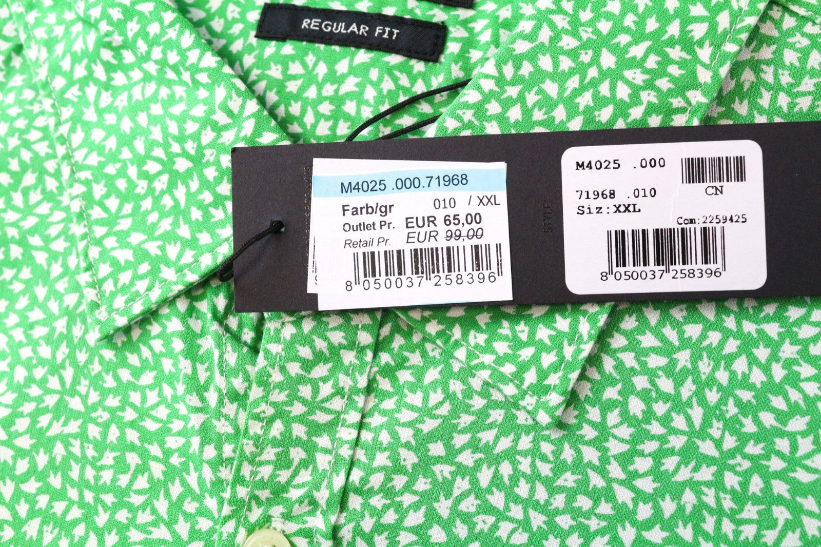 REPLAY vyriški 2XL dydžio žali raštuoti medvilniniai ilgomis rankovėmis marškinėliai su ilgomis rankovėmis