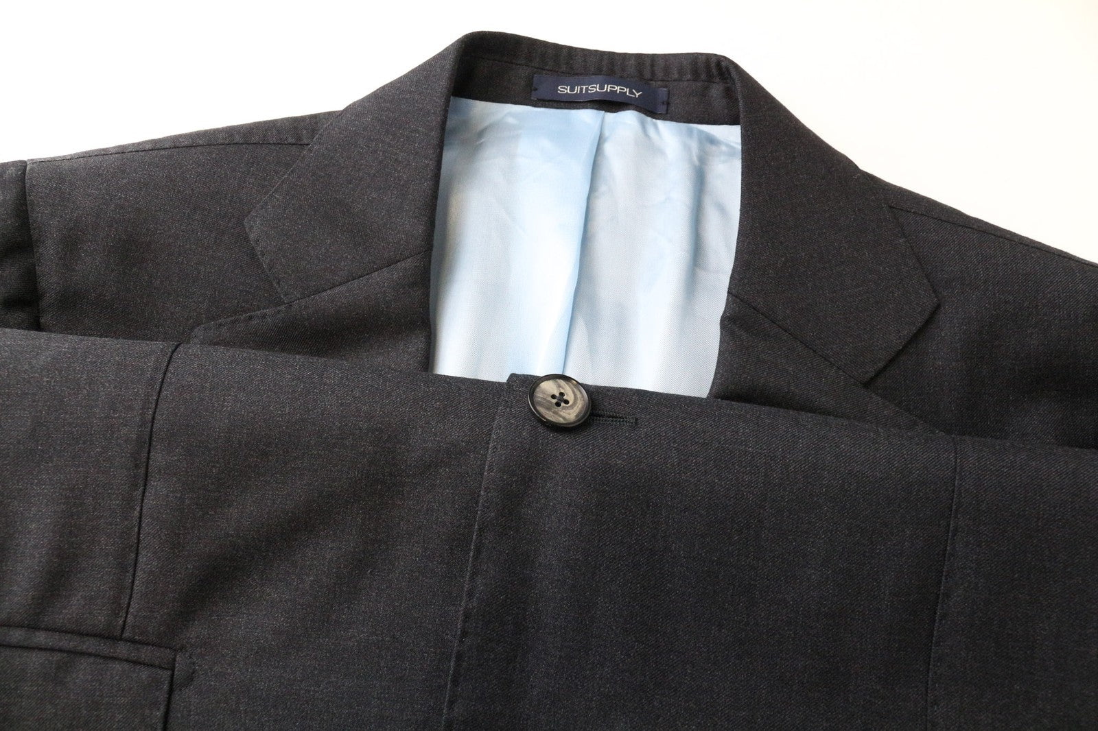 „SUITSUPPLY La Spalla“ vyriškas pilkas klasikinis vilnonis švarkas UK40R, vienaeilis 