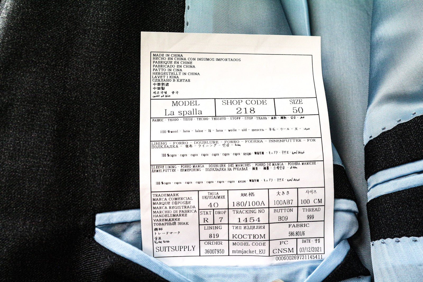 „SUITSUPPLY La Spalla“ vyriškas pilkas klasikinis vilnonis švarkas UK40R, vienaeilis 