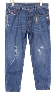 DIESEL Marhky 084XD Men's W34/L32 Slim Skinny Washed Blue Cotton Jeans