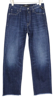 REPLAY Renalei moteriški W27/L30 berniukiško kirpimo mėlyni grynos medvilnės skalbti džinsai 