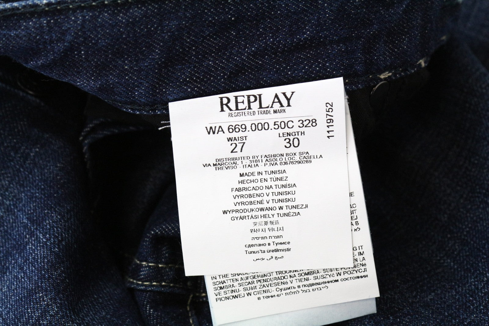 REPLAY Renalei moteriški W27/L30 berniukiško kirpimo mėlyni grynos medvilnės skalbti džinsai 