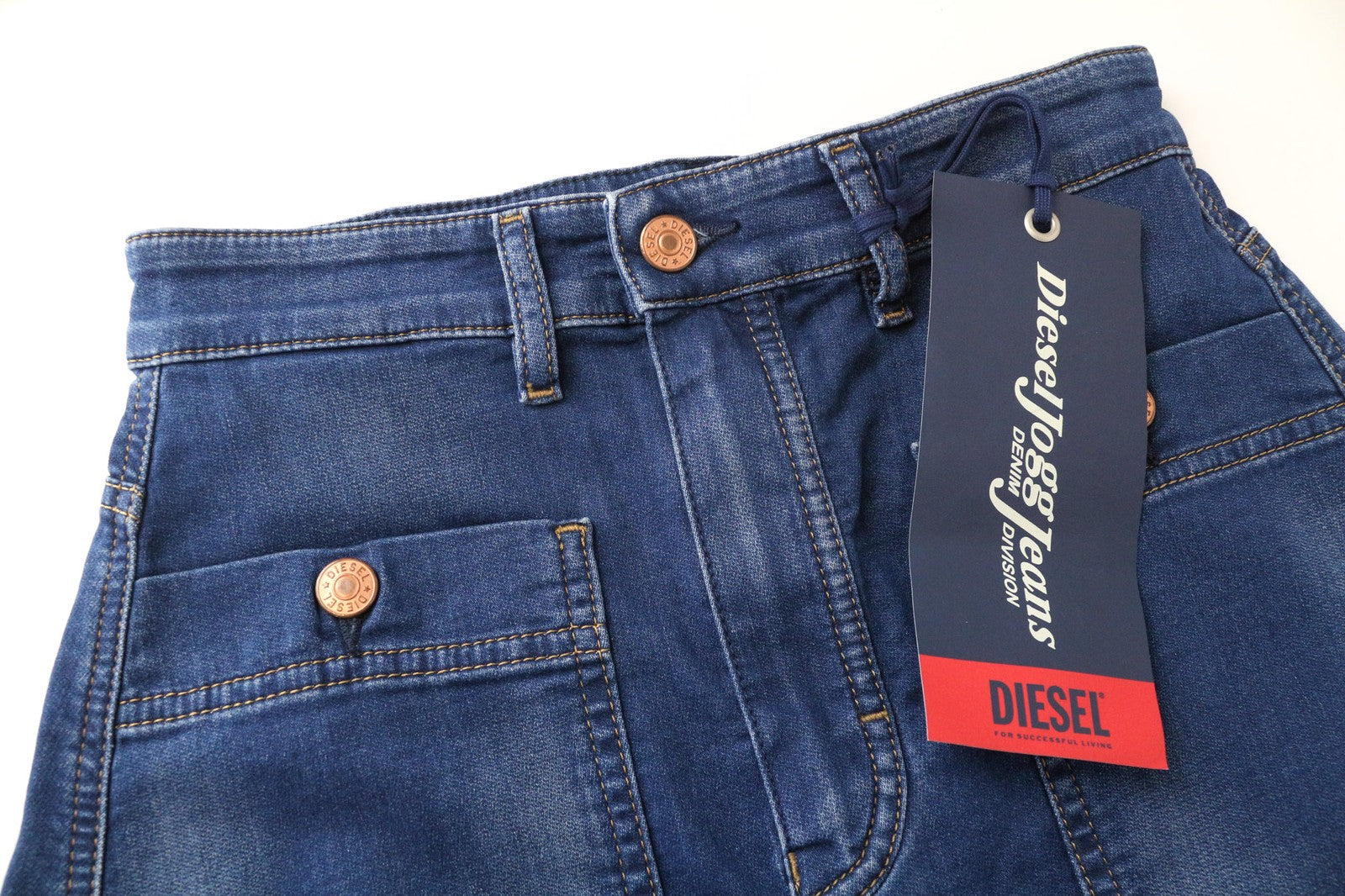 DIESEL D-Rhita-NE 069IG moteriškas W25 ilgas džinsinio mėlynumo medvilninis tamprus sijonas jogger 