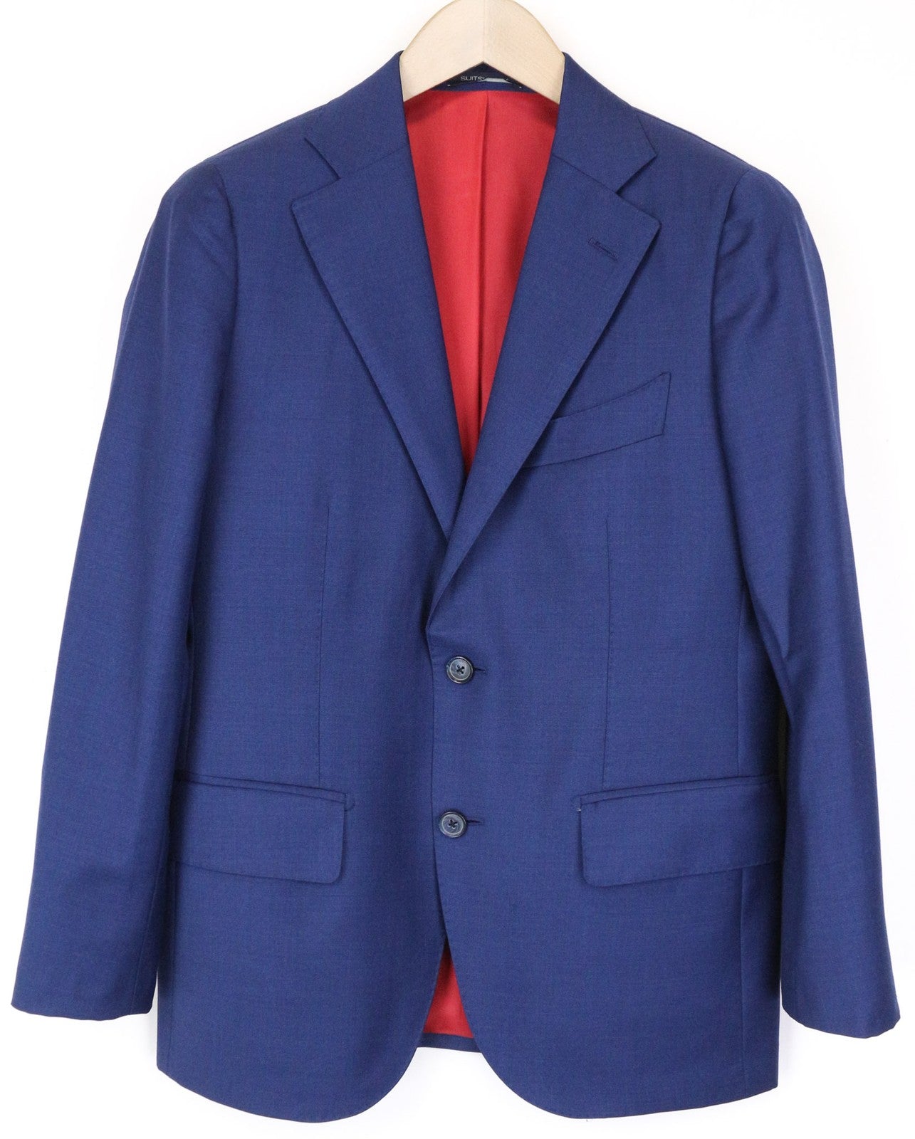 „SUITSUPPLY La Spalla“ vyriškas mėlynas vilnonis vieneilis švarkas, UK36S, oficialus 