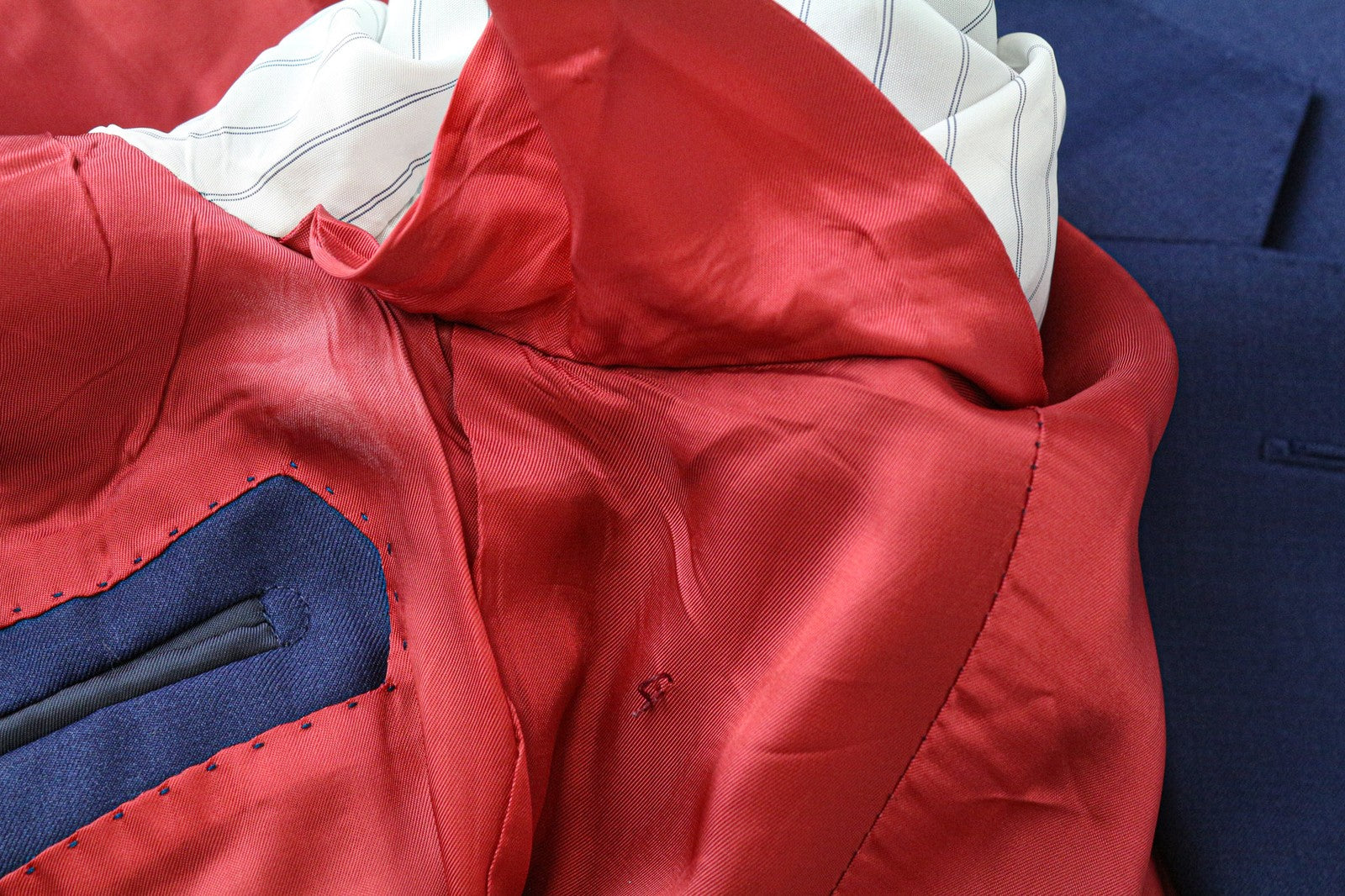 „SUITSUPPLY La Spalla“ vyriškas mėlynas vilnonis vieneilis švarkas, UK36S, oficialus 