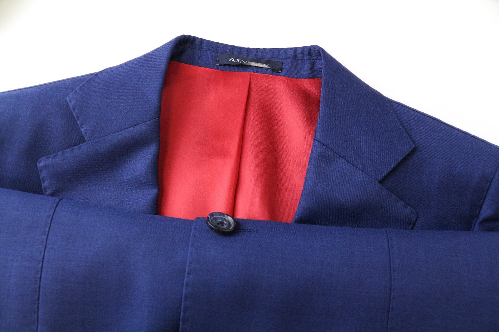 „SUITSUPPLY La Spalla“ vyriškas mėlynas vilnonis vieneilis švarkas, UK36S, oficialus 