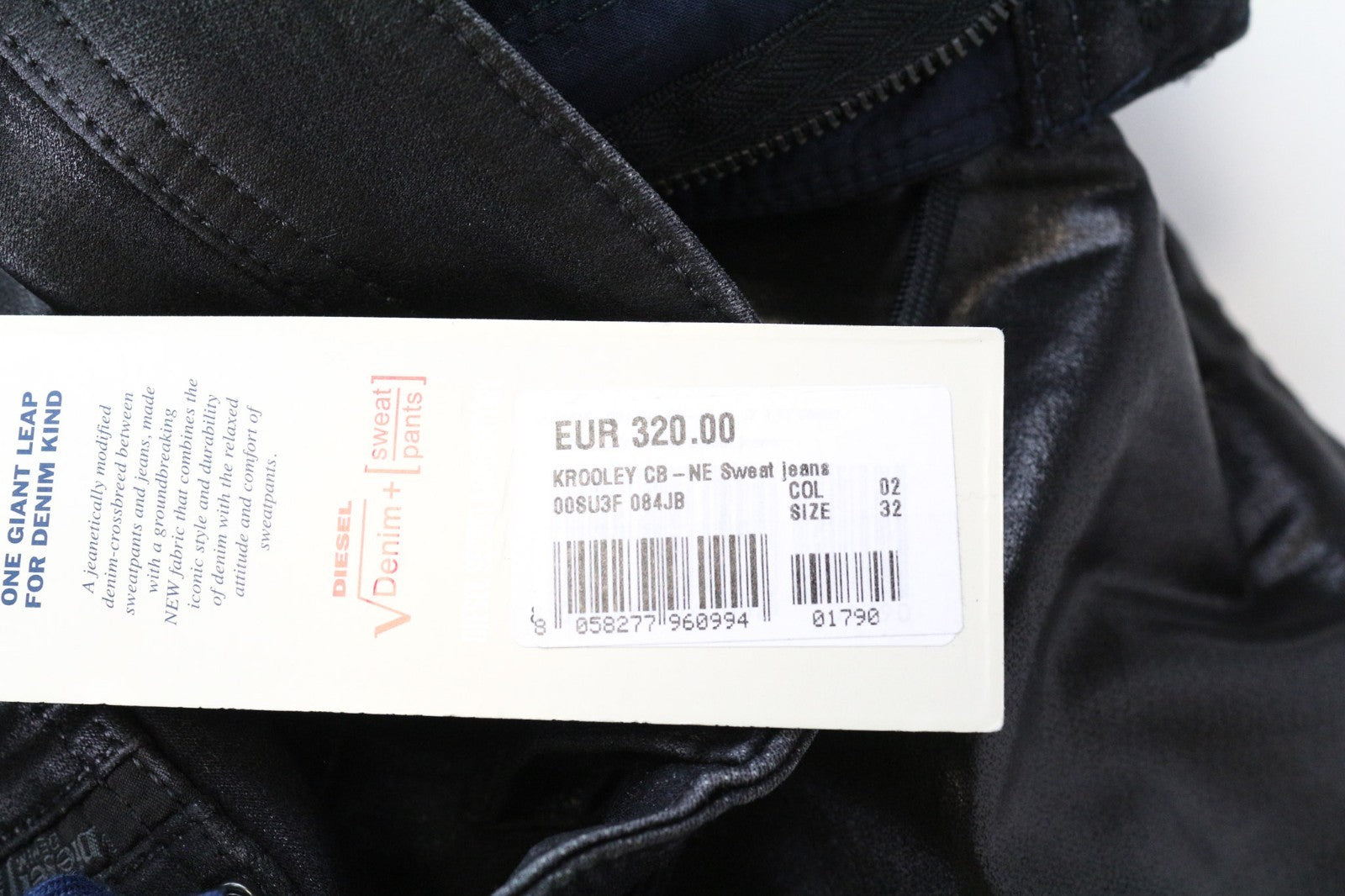 DIESEL Krooley CB-NE 084JB vyriški sportiniai marškinėliai W32 Jogg, juodos spalvos, ploni, RRP320 