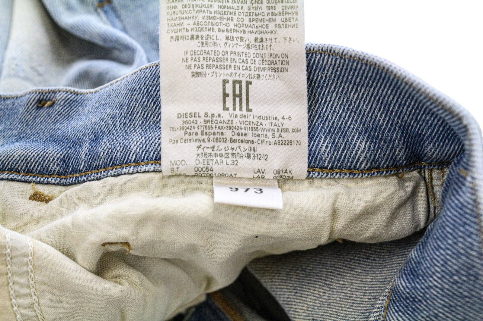 DIESEL D-Eetar 081AK Men's W28/L32 Blue Stained Tapered Cotton Stretch