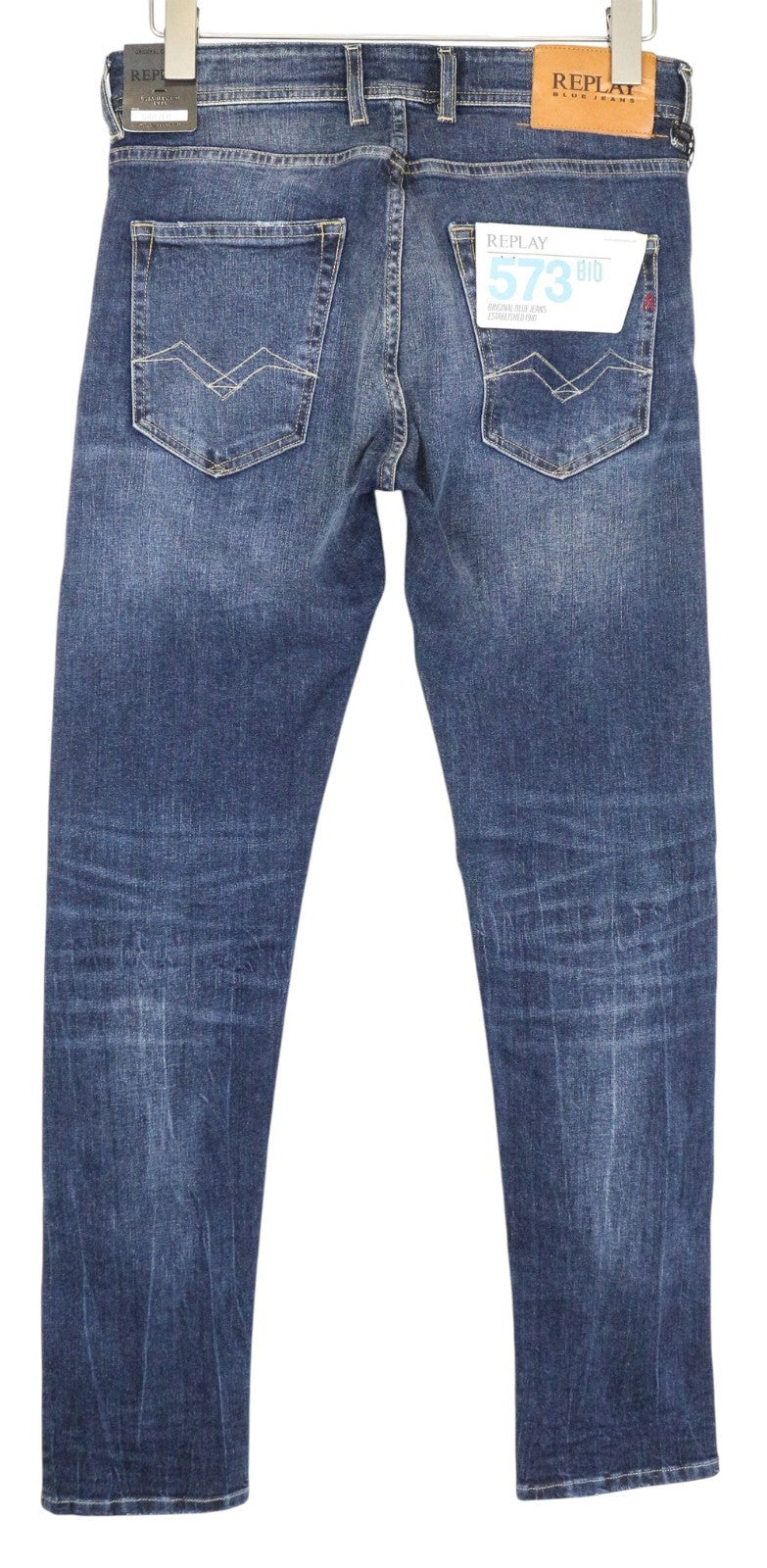 REPLAY Grover Men's W30/L32 Straight Blue Stretch Cotton Casual Jeans
