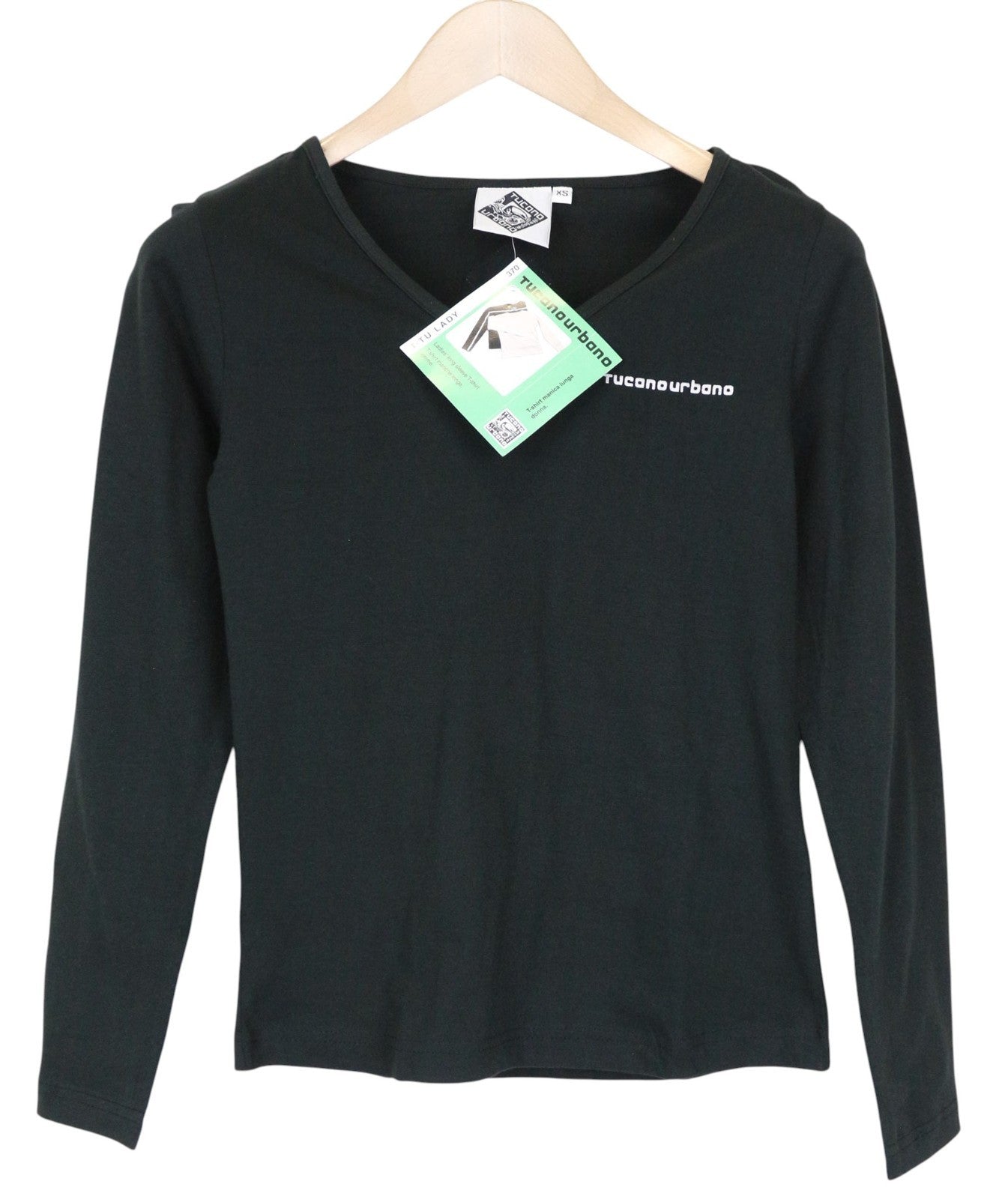 TUCANO URBANO T-TU moteriški XS dydžio juodi ilgomis rankovėmis medvilniniai marškinėliai 