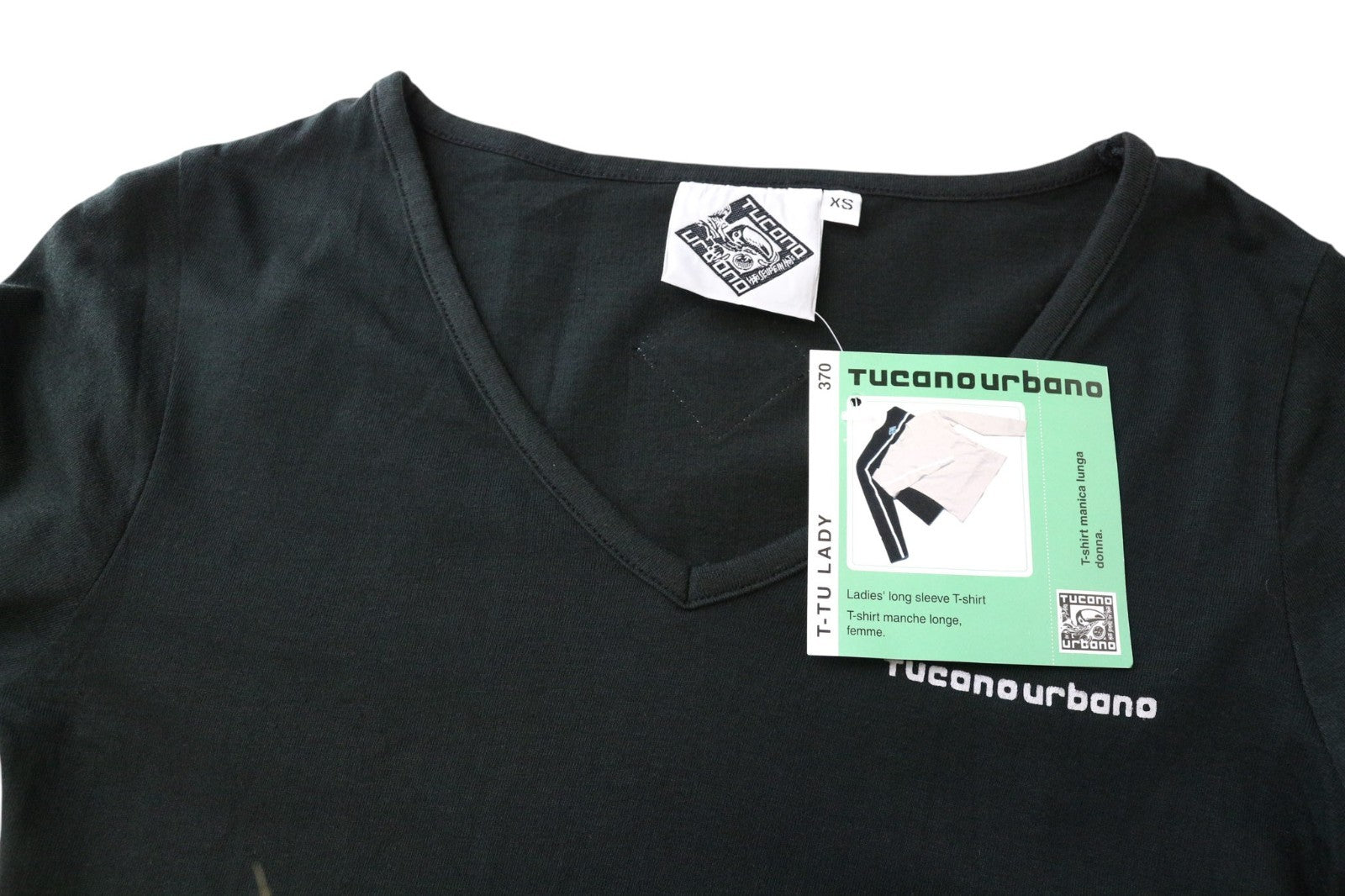 TUCANO URBANO T-TU moteriški XS dydžio juodi ilgomis rankovėmis medvilniniai marškinėliai 