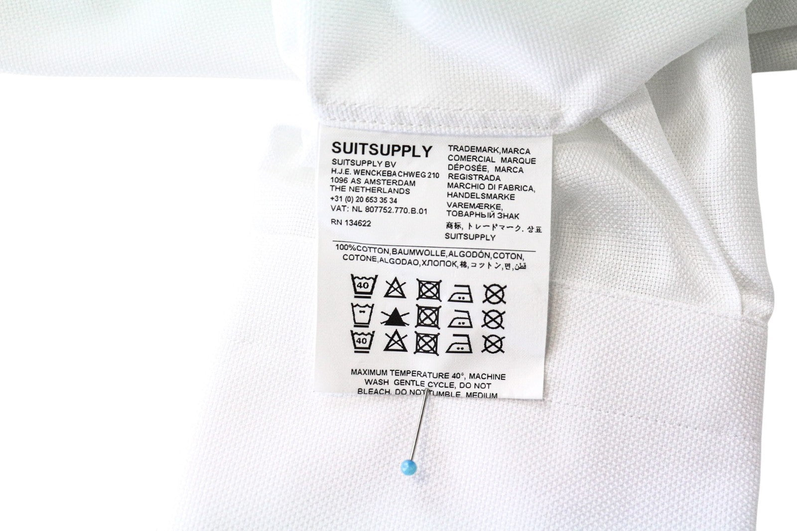 „SUITSUPPLY Traveller“ vyriški formalūs marškinėliai, 37/14.5, ploni balti medvilniniai marškinėliai 