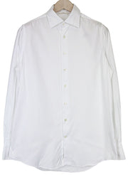 SUITSUPPLY Men's Formal Shirt ~S Slim White Cotton Spread Collar Long Sleeve