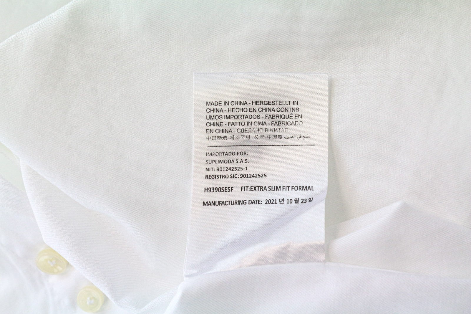 SUITSUPPLY vyriški formalūs marškinėliai 37/14.5 ypač ploni balti medvilniniai marškinėliai su iškirpte 