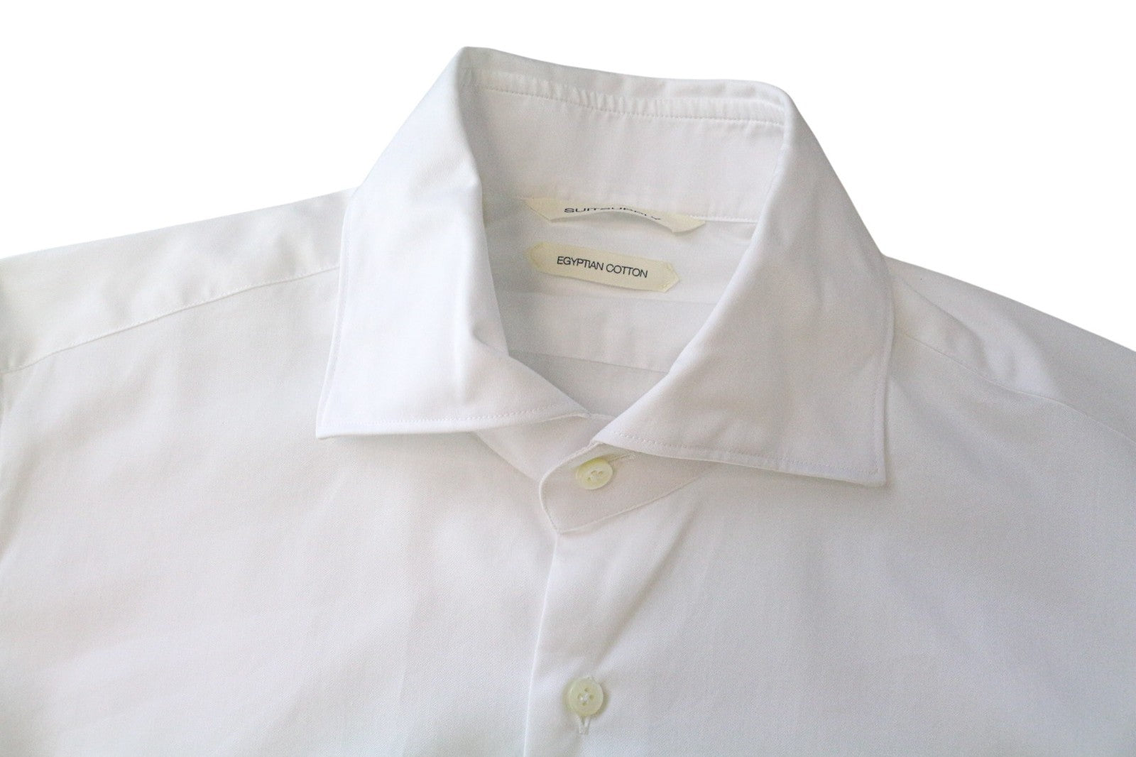 SUITSUPPLY vyriški formalūs marškiniai 40L/15.75L ploni balti medvilniniai ilgi su sagomis 