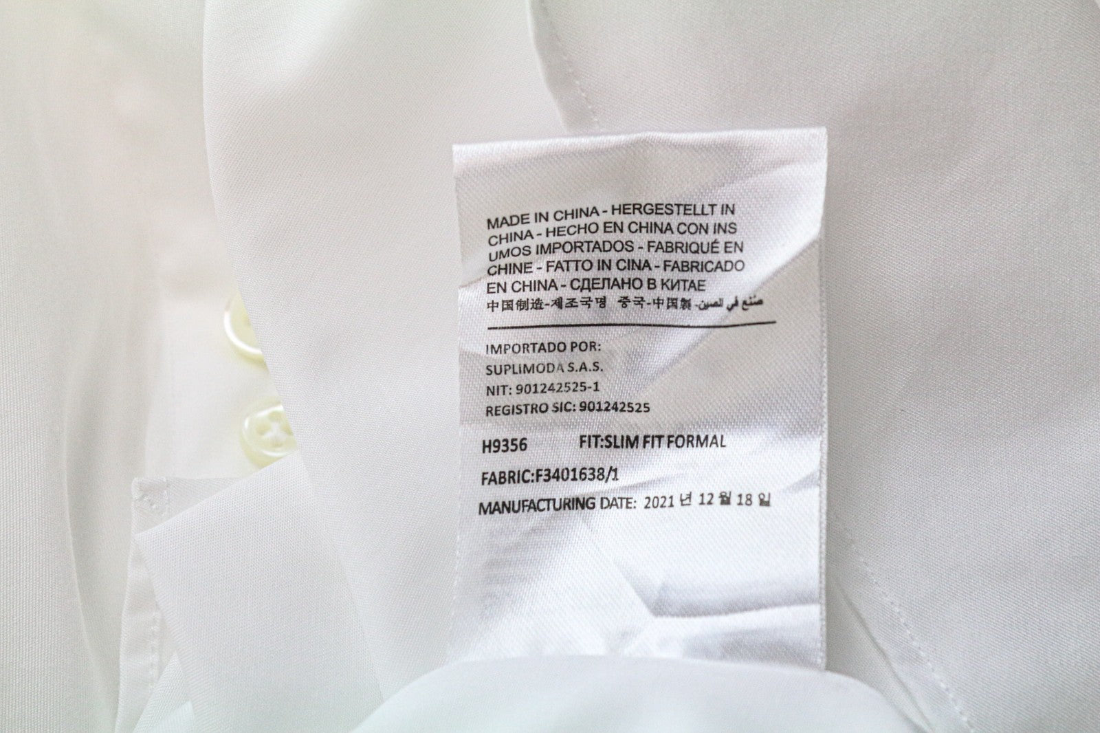 SUITSUPPLY vyriški formalūs marškiniai 40L/15.75L ploni balti medvilniniai ilgi su sagomis 