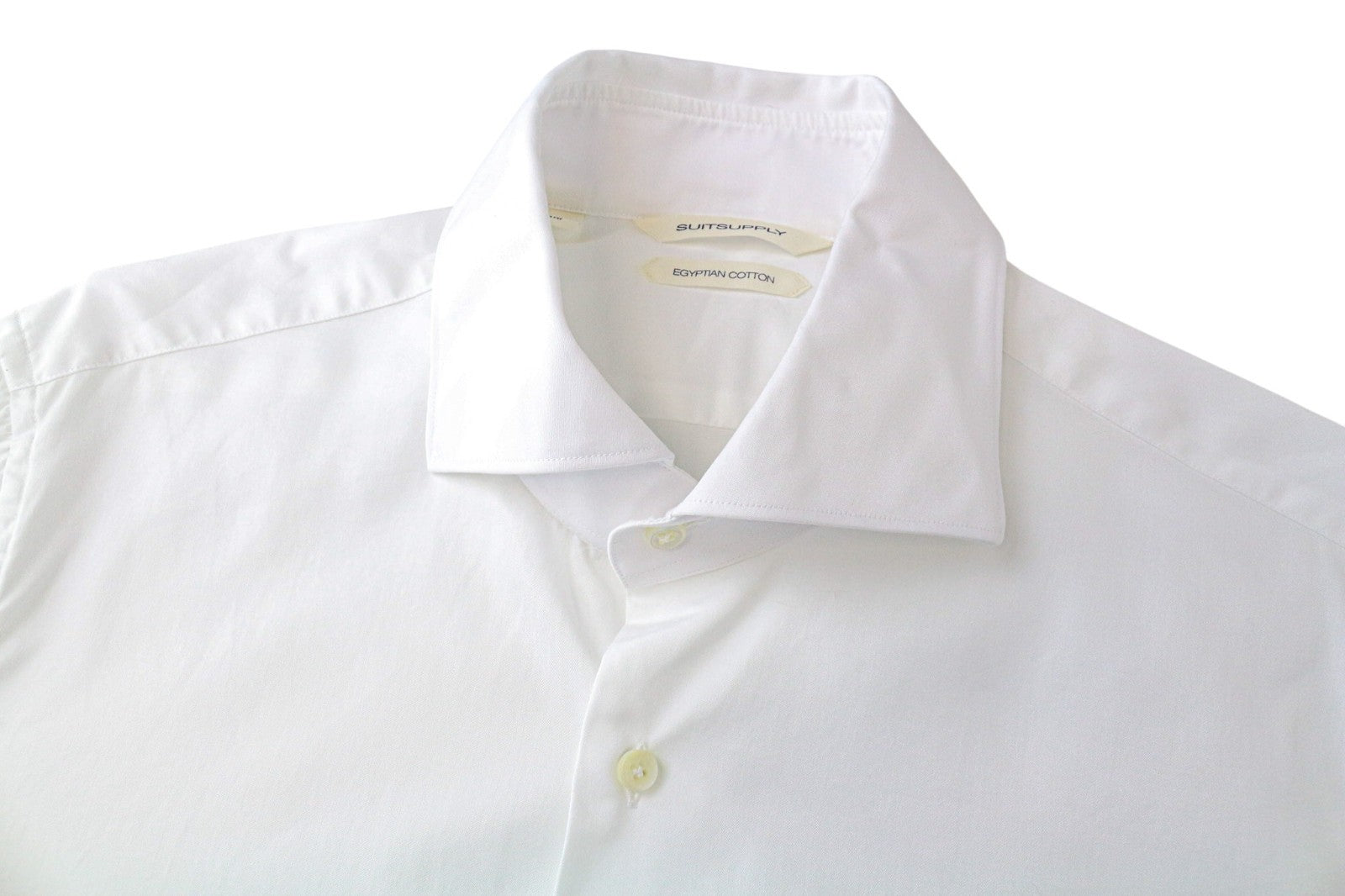 SUITSUPPLY vyriški oficialūs marškiniai 40/15,75 Ploni ruoželiniai balti medvilniniai ilgomis rankovėmis 