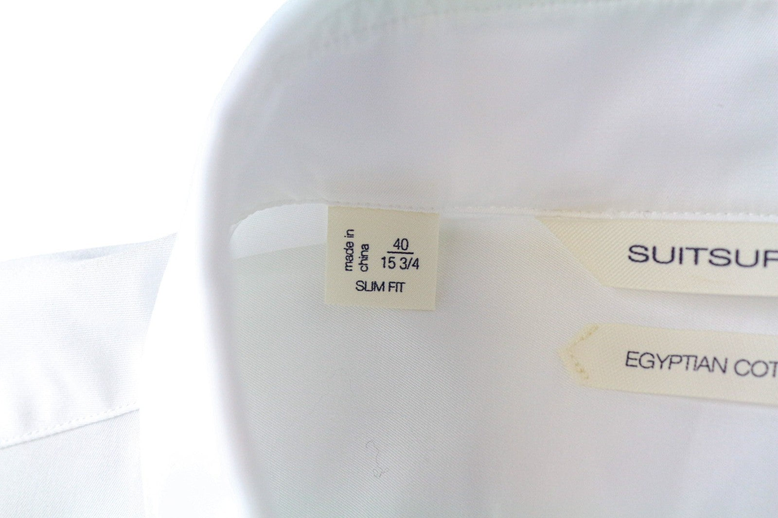 SUITSUPPLY vyriški oficialūs marškiniai 40/15,75 Ploni ruoželiniai balti medvilniniai ilgomis rankovėmis 