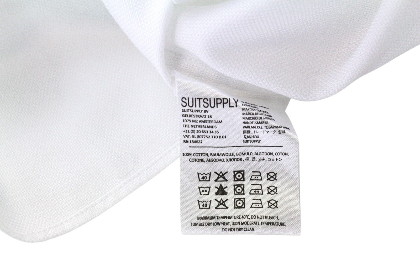 SUITSUPPLY Traveller Men's Formal Shirt 38/15 Slim White Cotton Long Sleeve