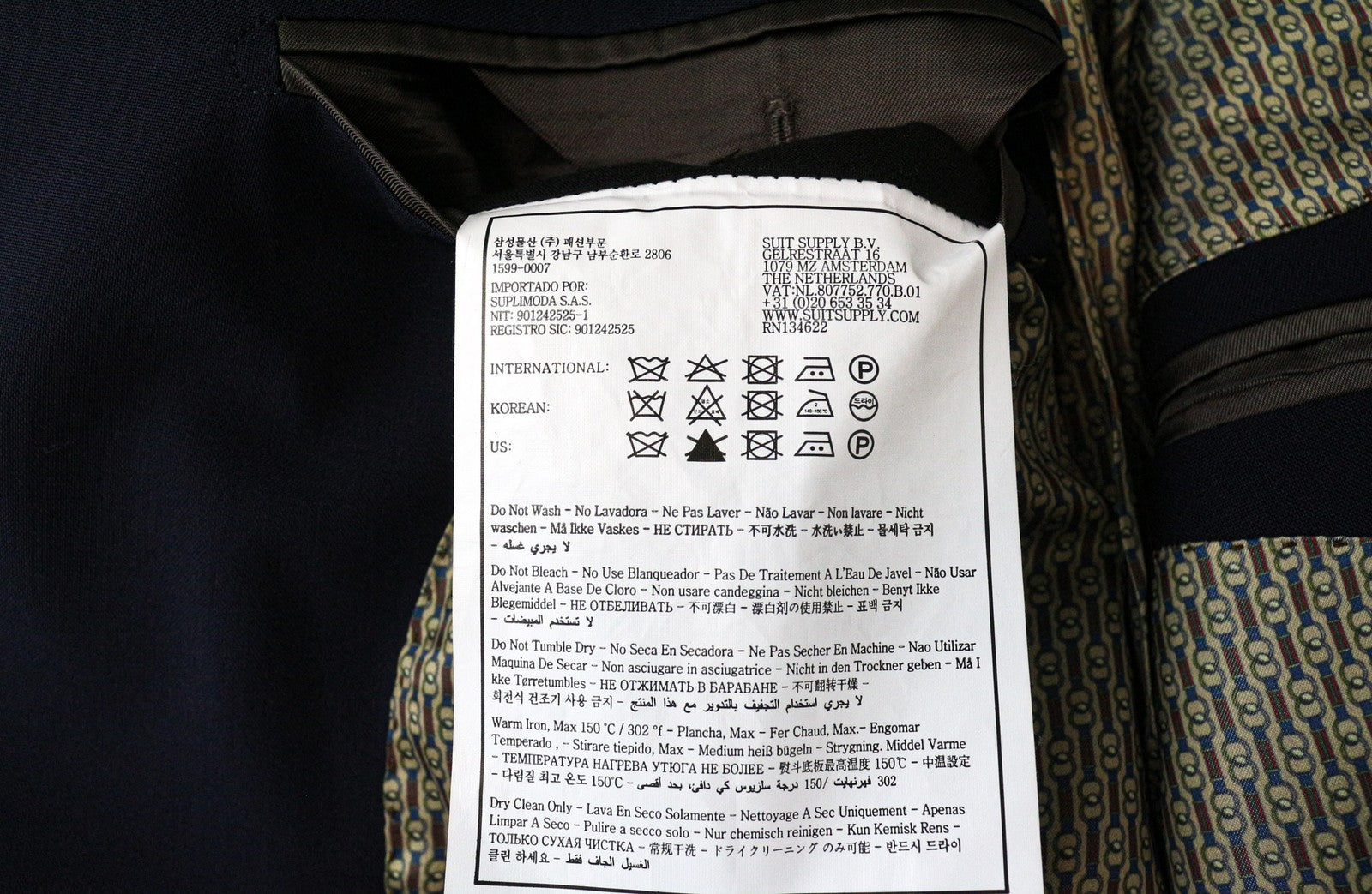 SUITSUPPLY La Spalla Men's Suit UK56S 2Pc Navy Blue Wool Classic Formal