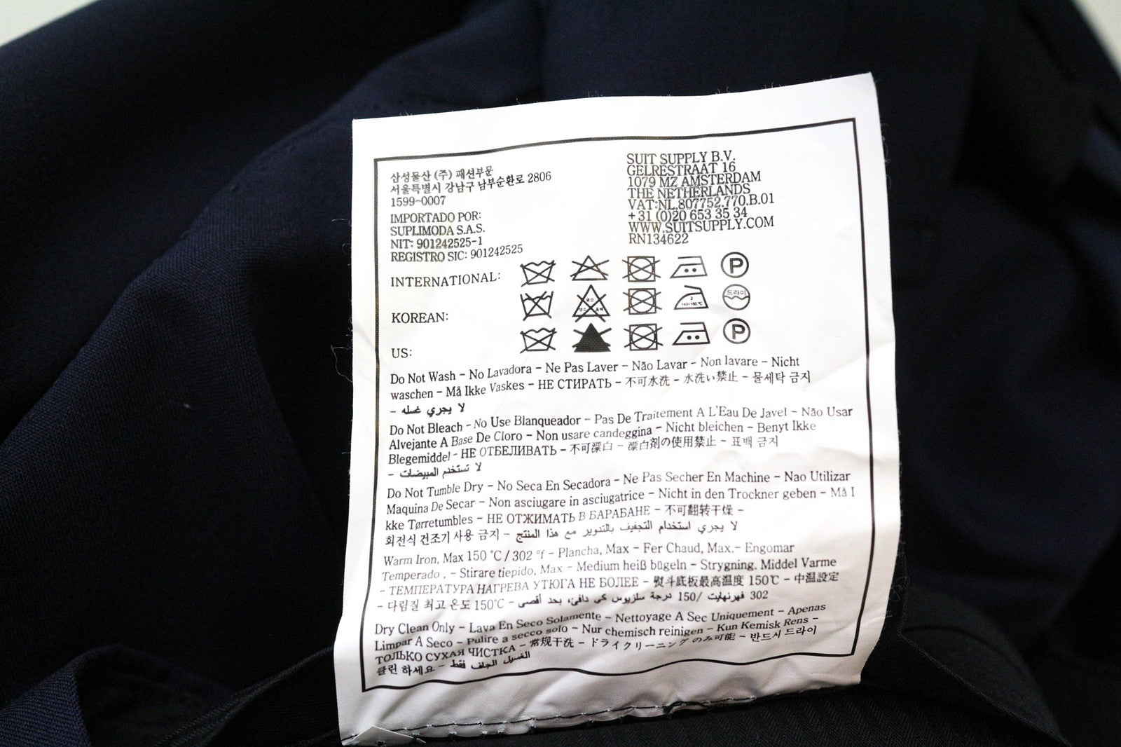 SUITSUPPLY La Spalla Men's Suit UK56S 2Pc Navy Blue Wool Classic Formal