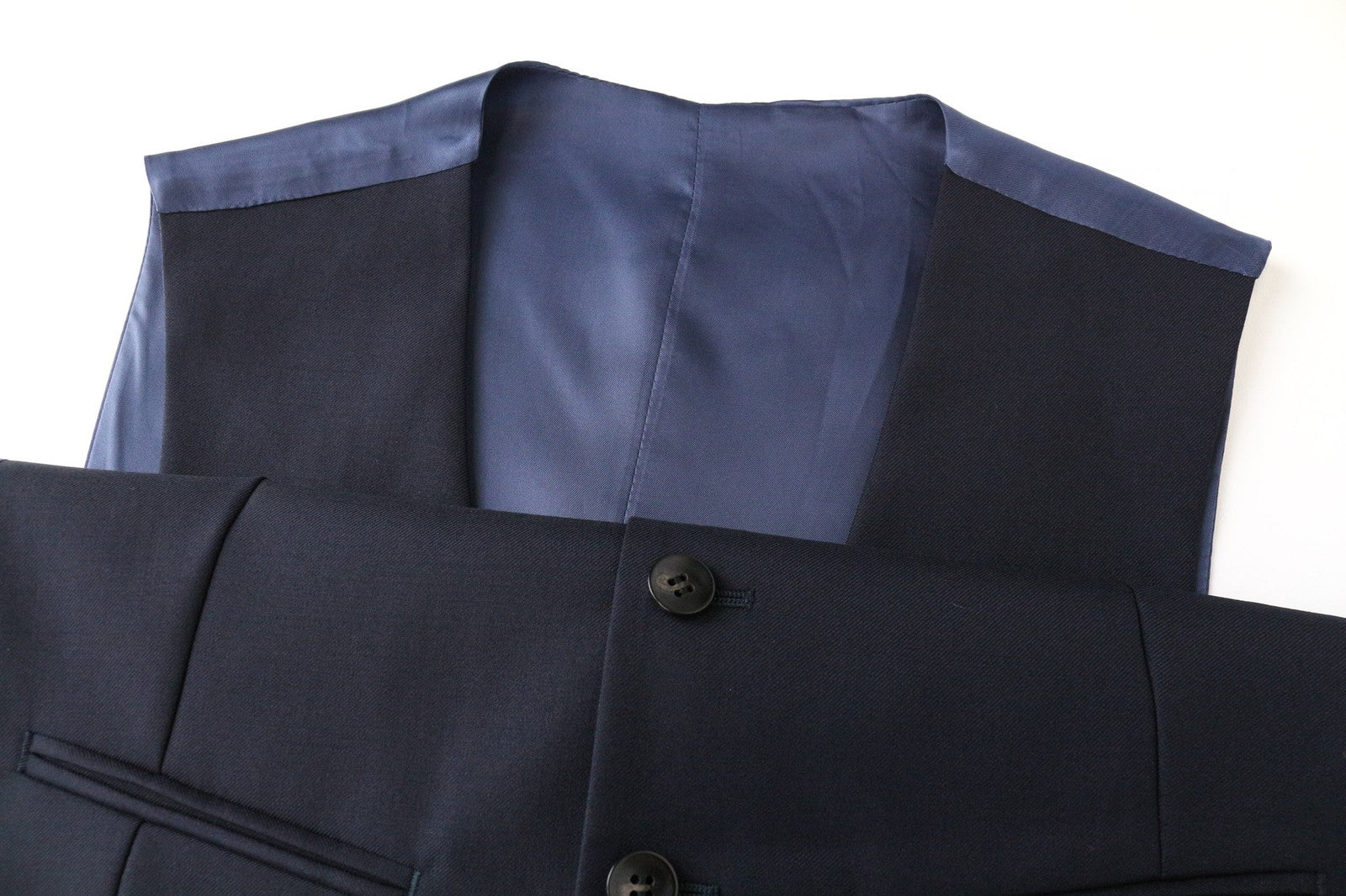 SUITSUPPLY Ferrara vyriška liemenė UK32R vilnonė tamsiai mėlyna oficiali liemenė su pamušalu 