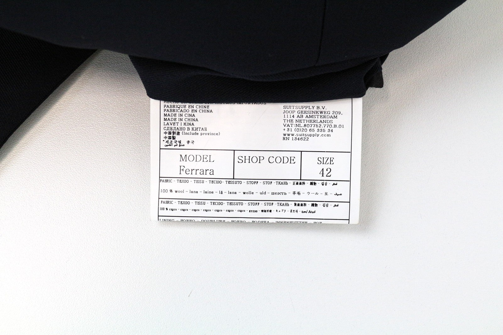 SUITSUPPLY Ferrara vyriška liemenė UK32R vilnonė tamsiai mėlyna oficiali liemenė su pamušalu 