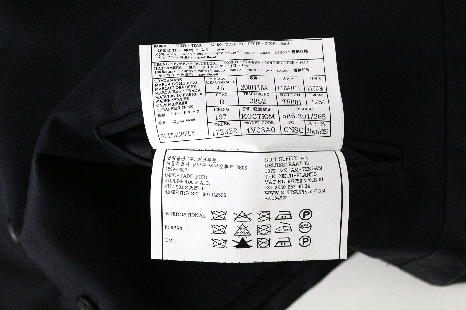 SUITSUPPLY Ferrara vyriška liemenė UK48R tamsiai mėlyna vilnonė liemenė, vienaeilė 